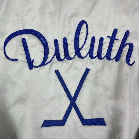 Vintage Duluth Hockey Satin Jacket Minnesota Button Up Varsity Coat - Picture 9 of 12